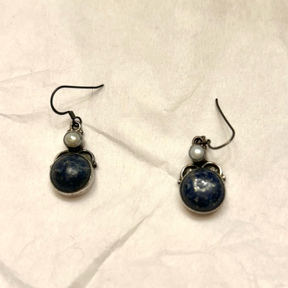 Vintage Blue and Silver Earrings